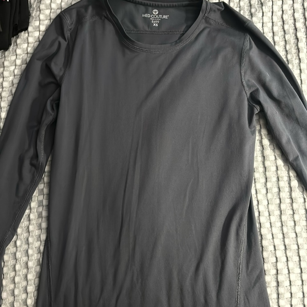 Grey med couture under scrub top